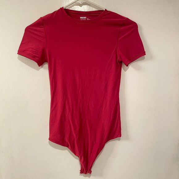Smoothez by aerie Short Sleeve Round Neck Bodysuit Red Size Small - Picture 2 of 11